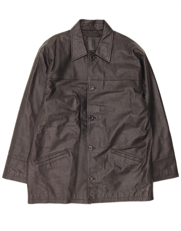 ST. BERNARD Mens Leather Coat UK 42 XL Black Leather Vintage St. Bernard and Second-Hand St. Bernard from Messina Hembry 