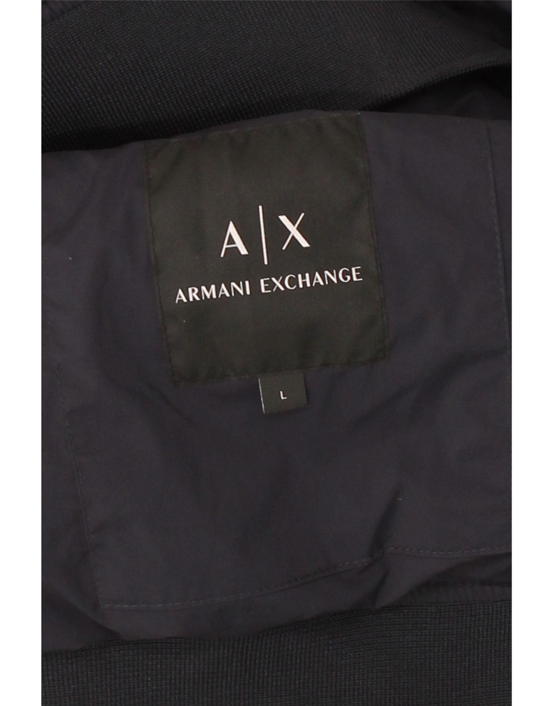 ARMANI EXCHANGE Mens Hooded Bomber Jacket UK 40 Large Navy Blue Polyamide