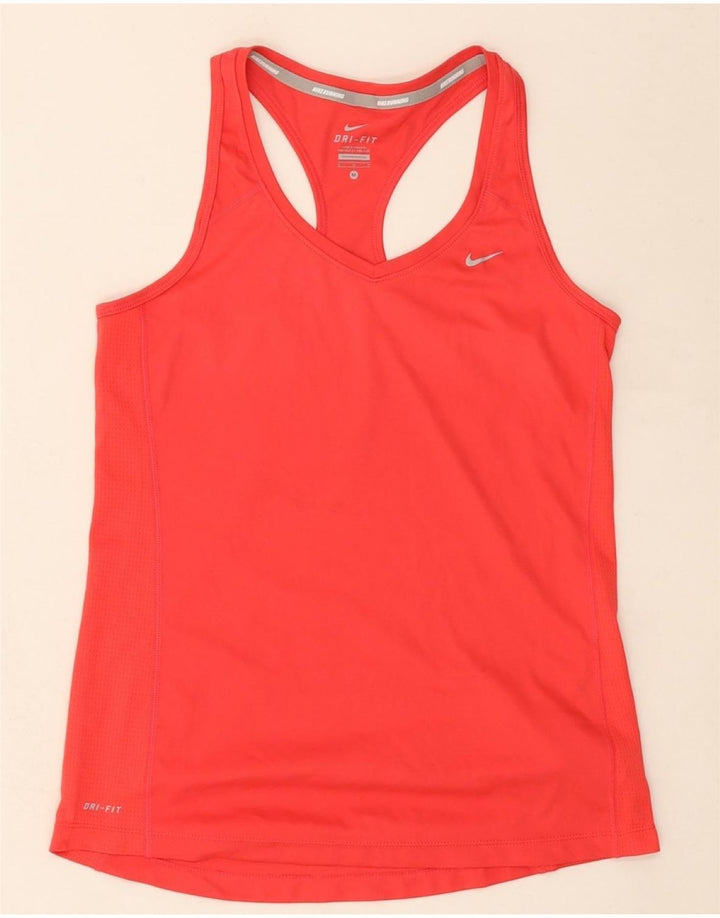 NIKE Womens Dri Fit Vest Top UK 12 Medium Red Polyester Vintage Nike and Second-Hand Nike from Messina Hembry 