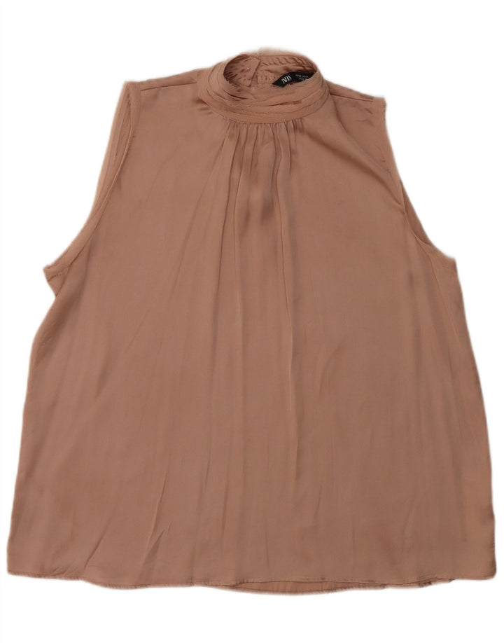 ZARA ženski gornji dio bluze bez rukava UK 12 srednje ružičasti poliester