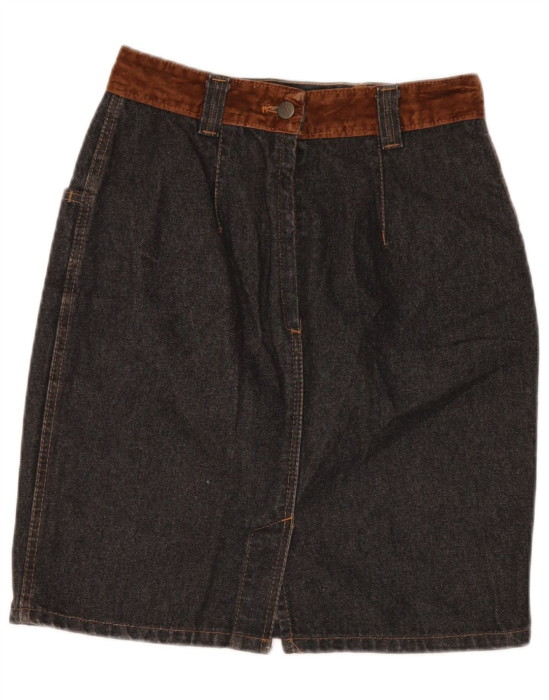 STEFANEL ženska traper suknja visokog struka IT 46 Large W28 sivi pamuk