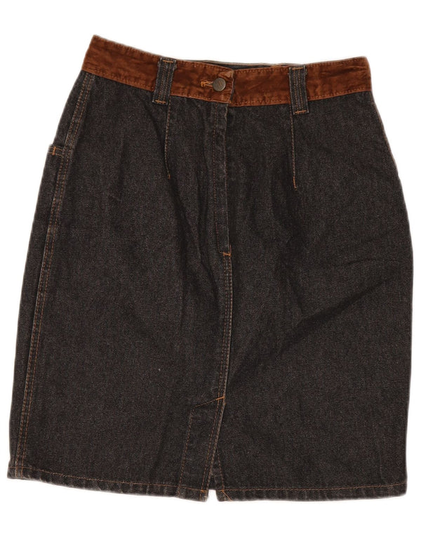 STEFANEL Womens High Waist Denim Skirt IT 46 Large W28  Grey Cotton