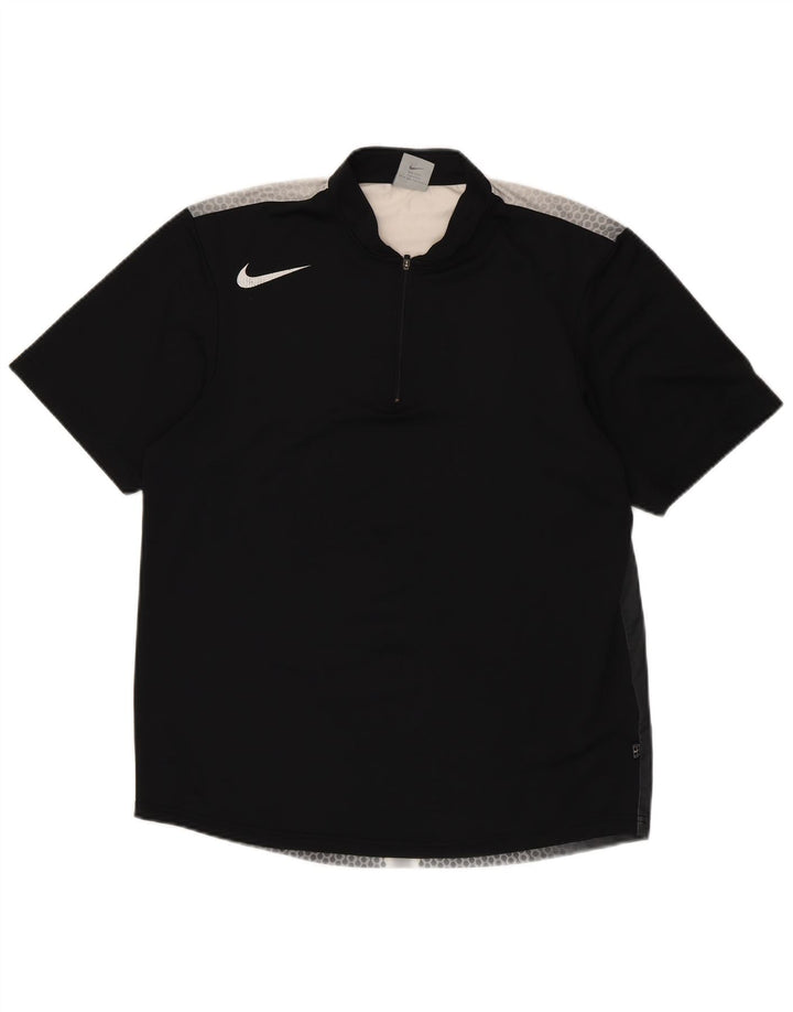 NIKE muška Dri Fit majica kratkih rukava UK 39/41 Srednje crni poliester na točkice