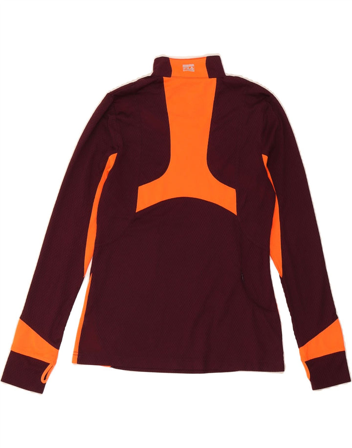 FILA Womens Pullover Tracksuit Top UK 10 Small Burgundy Colourblock Vintage Fila and Second-Hand Fila from Messina Hembry 