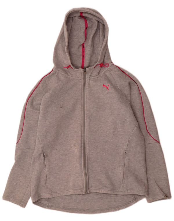Puma ženski džemper s kapuljačom s patentnim zatvaračem UK 14 Large Grey Flected Cotton