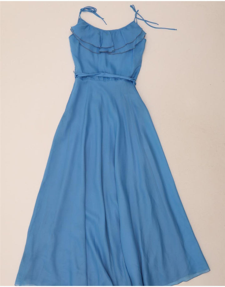 VINTAGE Womens Sleeveless Maxi Dress EU 40 Medium Blue Polyester Vintage Vintage and Second-Hand Vintage from Messina Hembry 