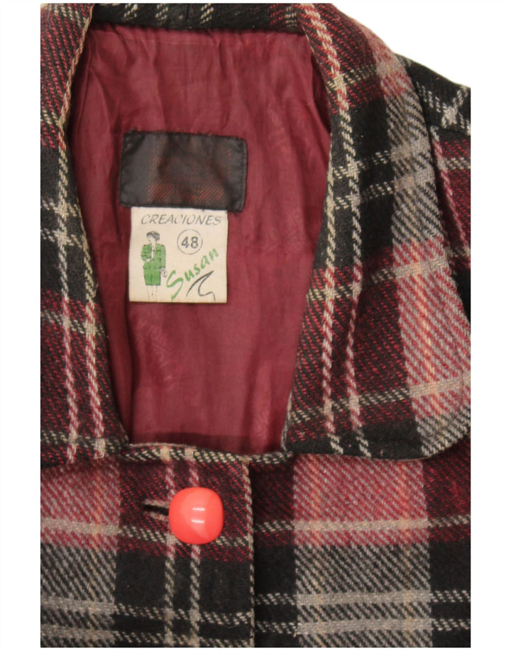 Vintage ženski kaput IT 48 XL bordo karirani vuneni