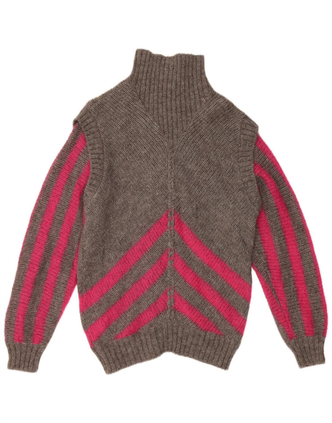 Vintage ženski pulover s rol izrezom IT 42 srednje sive pruge