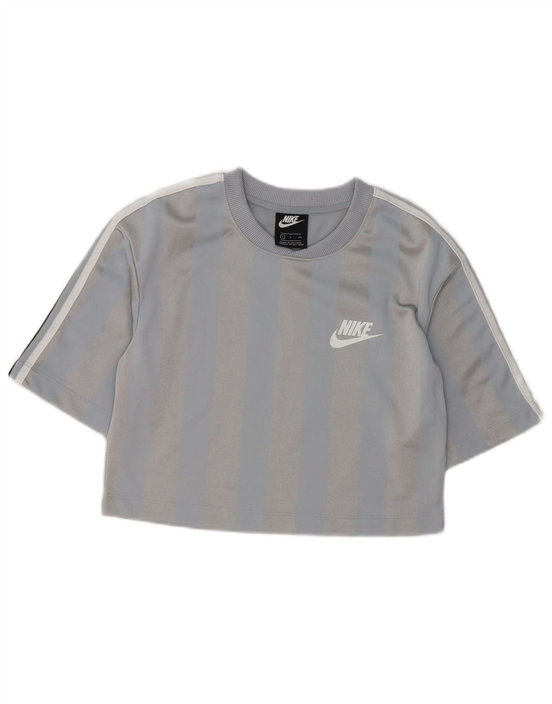 Nike ženska majica kratkih rukava UK 10 mali sivi prugasti poliester