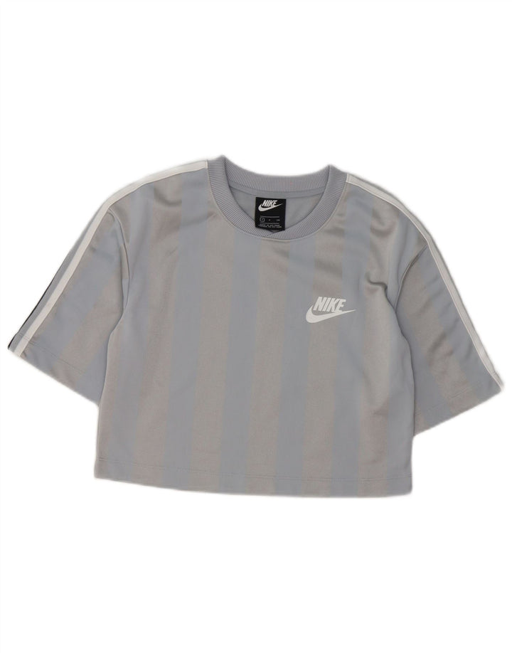 Nike ženska majica kratkih rukava UK 10 mali sivi prugasti poliester
