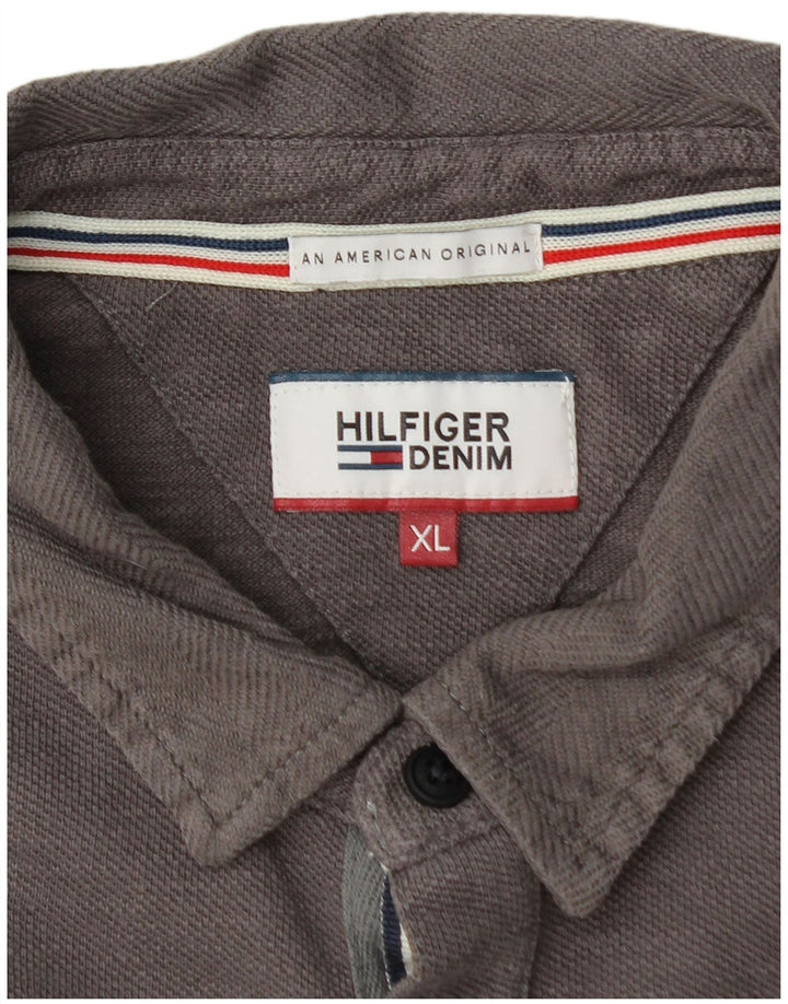 TOMMY HILFIGER Muška polo majica dugih rukava XL siva s grafikom