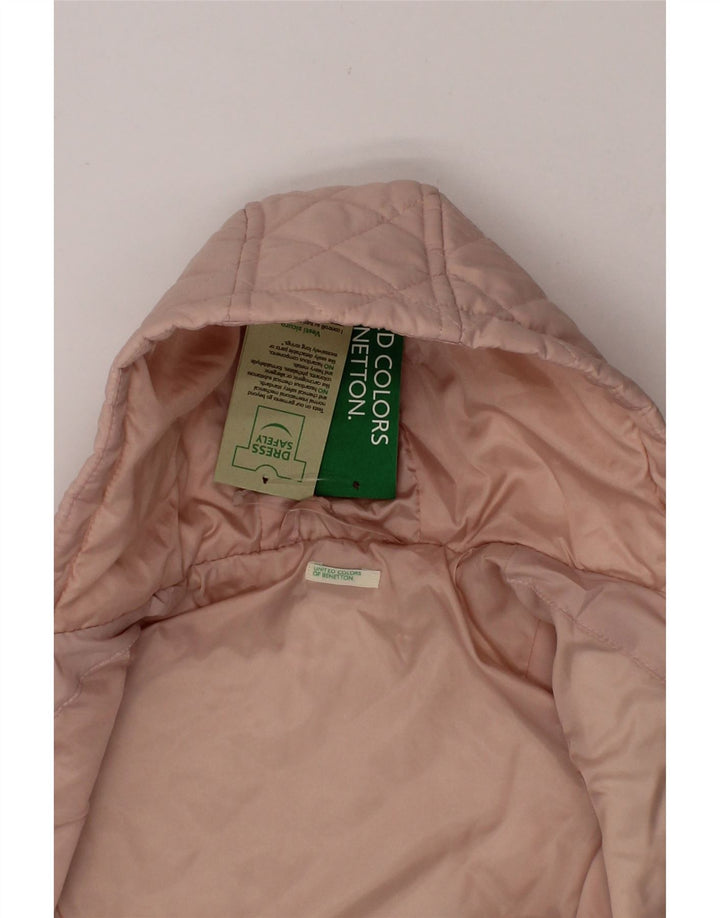 BENETTON Baby Girls Hooded Quilted Jacket 3-6 Months Pink Polyester Vintage Benetton and Second-Hand Benetton from Messina Hembry 