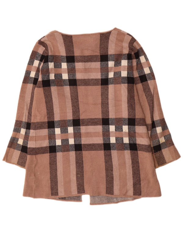 Zara ženski kardigan pulover UK 16 Veliki smeđi karirani vuneni