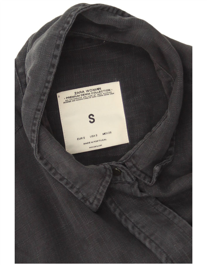 Zara ženska prevelika košulja UK 10 Small Gray Lyocell