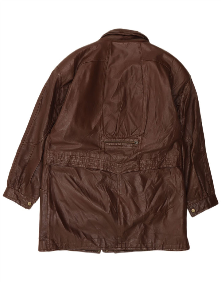 VINTAGE ženski kožni kaput UK 14 Veliki smeđi