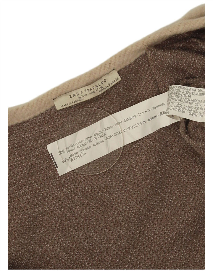 Zara ženski prekomjerni otvoreni kardigan pulover UK 10 Small Brown