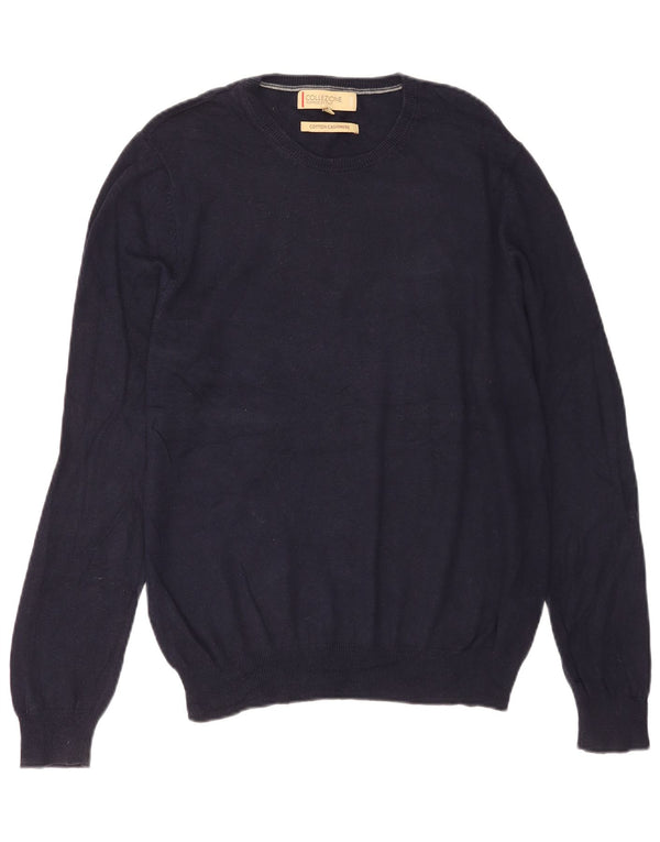Marks & Spencer Mens Crew Neck Jumper Sweater Medium Navy Blue Cotton