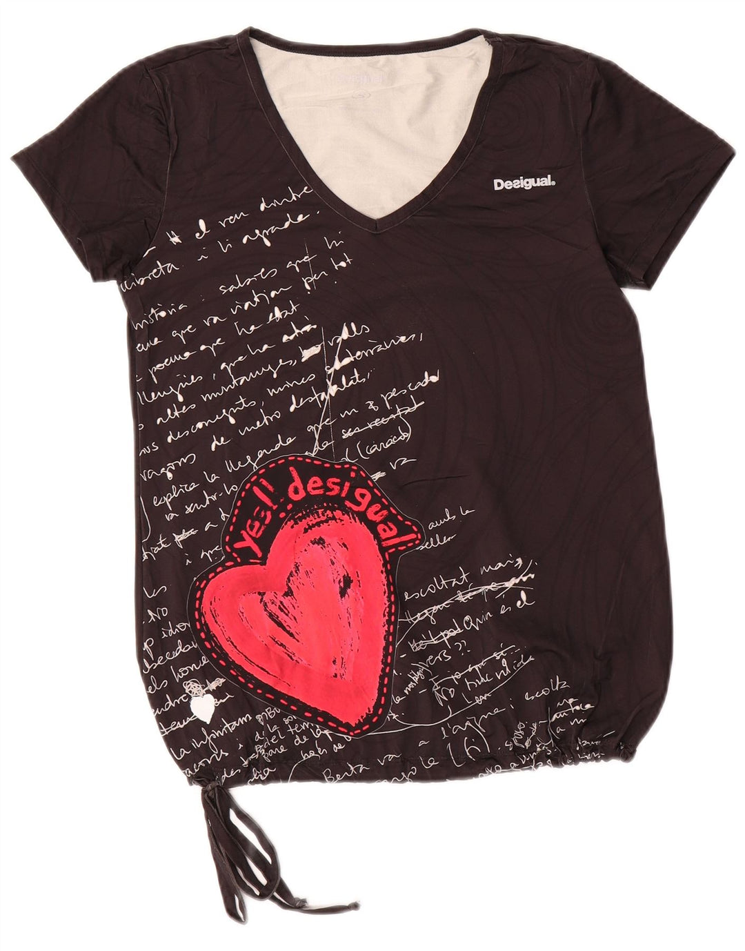 Desigual gornji dio ženske majice s grafičkim motivima UK 10 mali crni poliamid