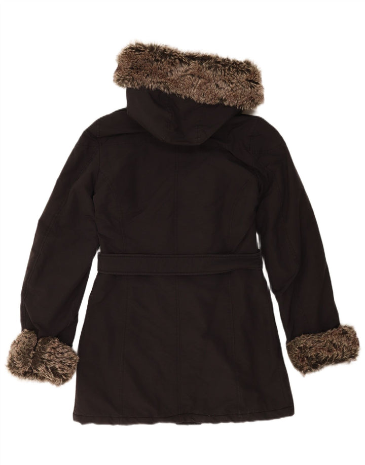 Refrigue ženska velika parka jakna s kapuljačom UK 6 XS crni najlon