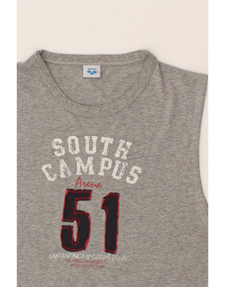 ARENA Mens Graphic Vest Top Medium Grey Vintage Arena and Second-Hand Arena from Messina Hembry 