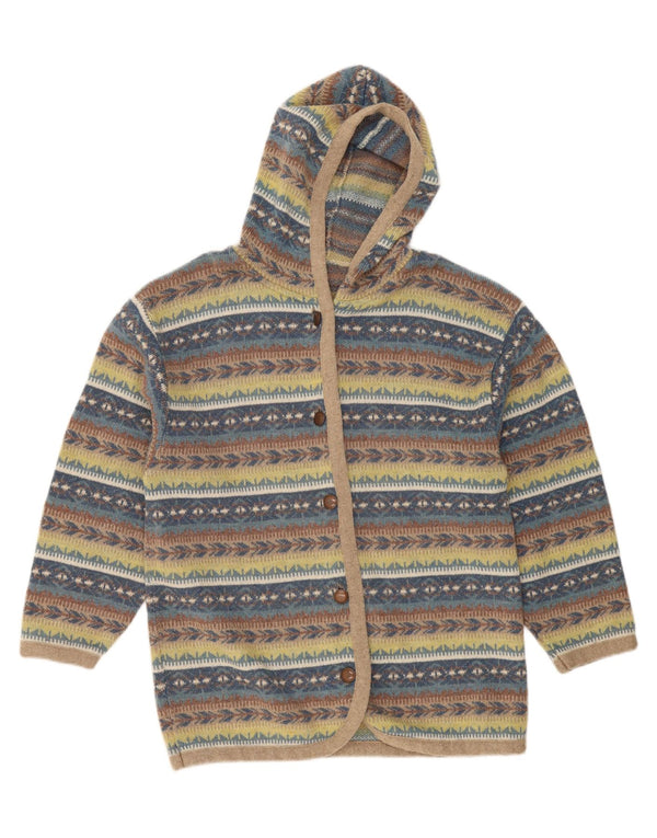 Vintage ženski kardigan pulover s kapuljačom UK 18 XL na višebojne pruge