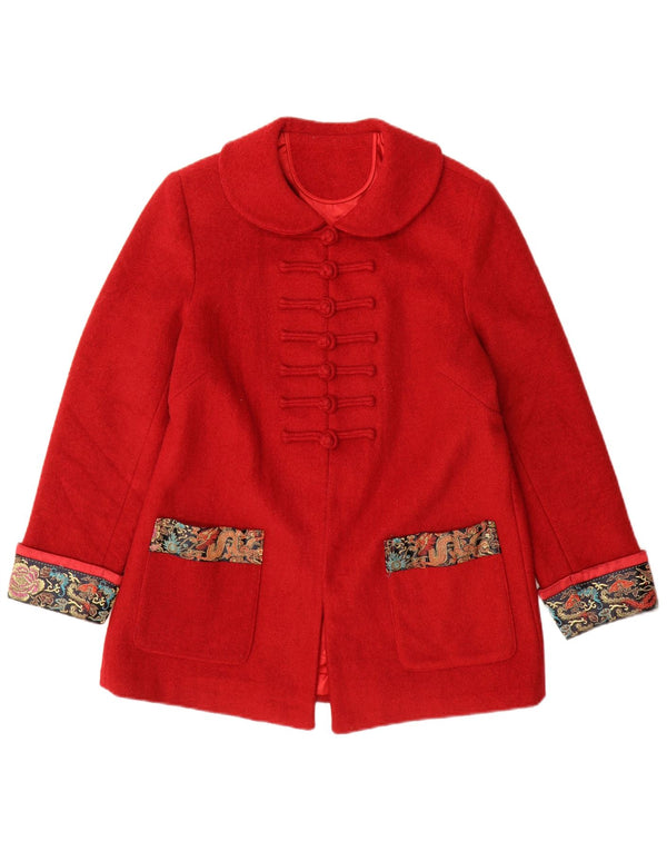 Vintage Womens Overcoat UK 14 Medium Red Paisley