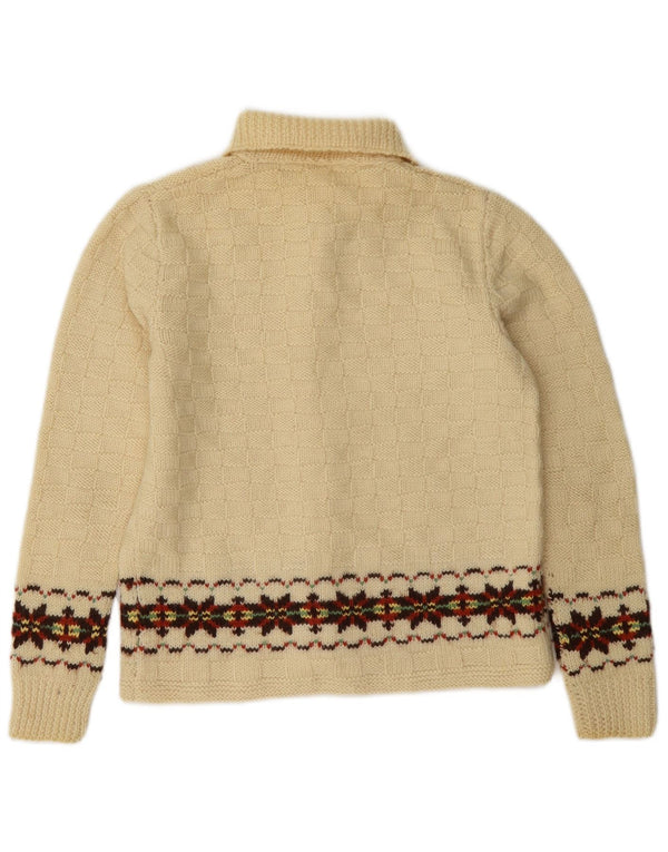 Vintage ženski kardigan džemper UK 10 Small Off White Fair Isle