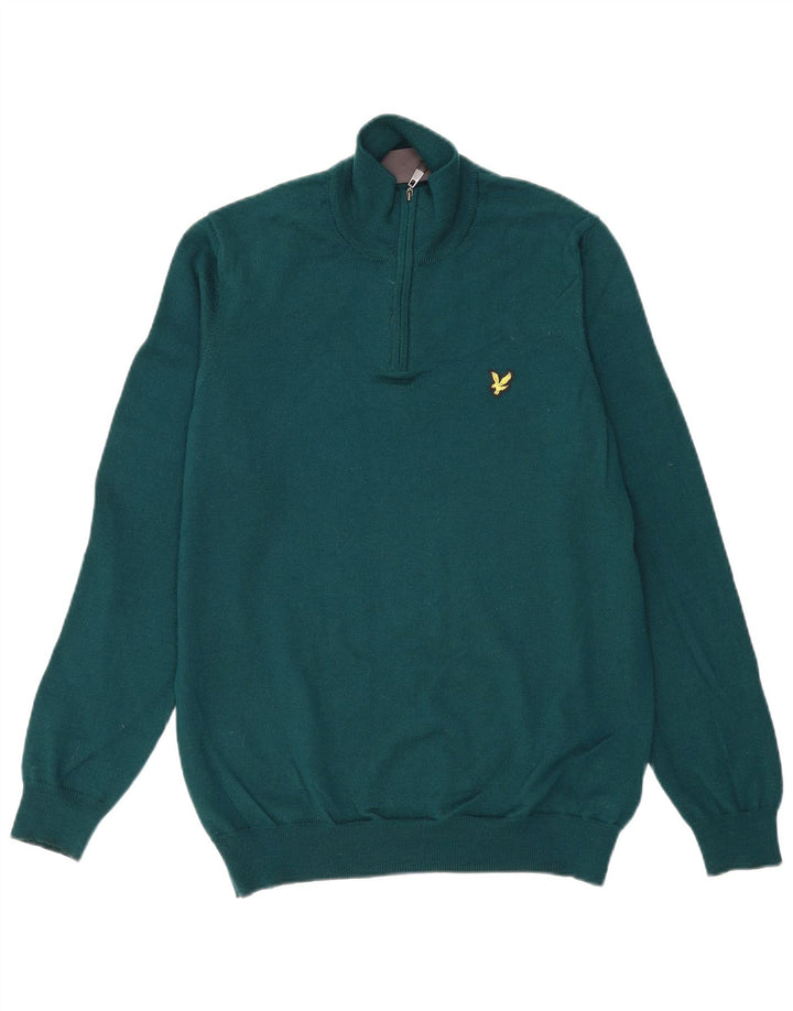 LYLE & SCOTT Muški džemper s izrezom i srednje zelenim akrilom