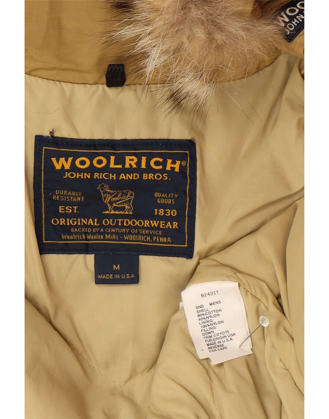 Woolrich muški podstavljeni kaput s kapuljačom UK 38 Srednje bež pamuk