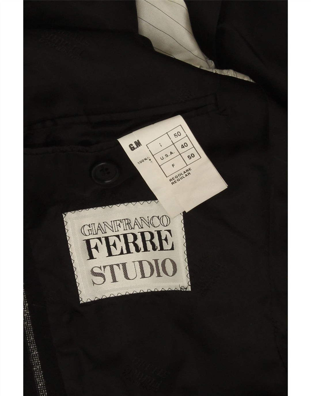 Gianfranco Ferre muška jakna sa 3 gumba IT 50 Large crne prugaste vune