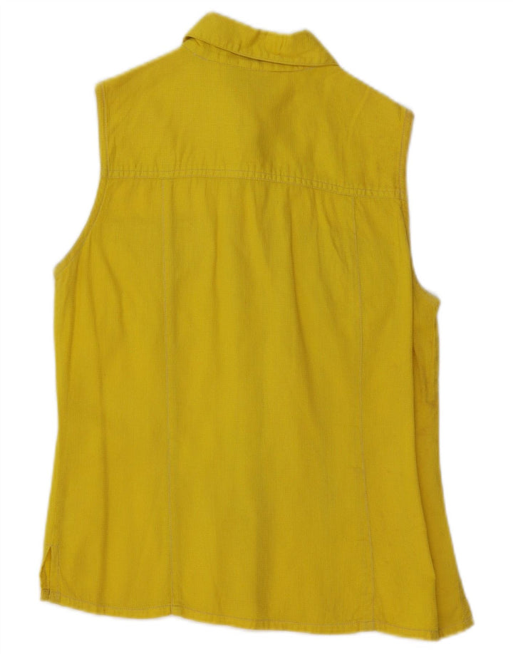 VINTAGE Womens Sleeveless Shirt IT 44 Medium Yellow Cotton