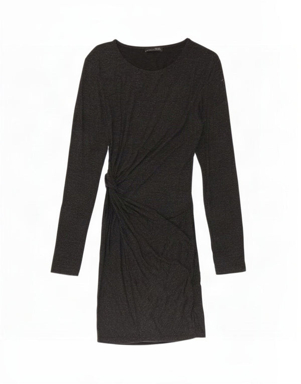 Zara Womens Long Sleeve Sheath Dress UK 12 Large Grey Viscose