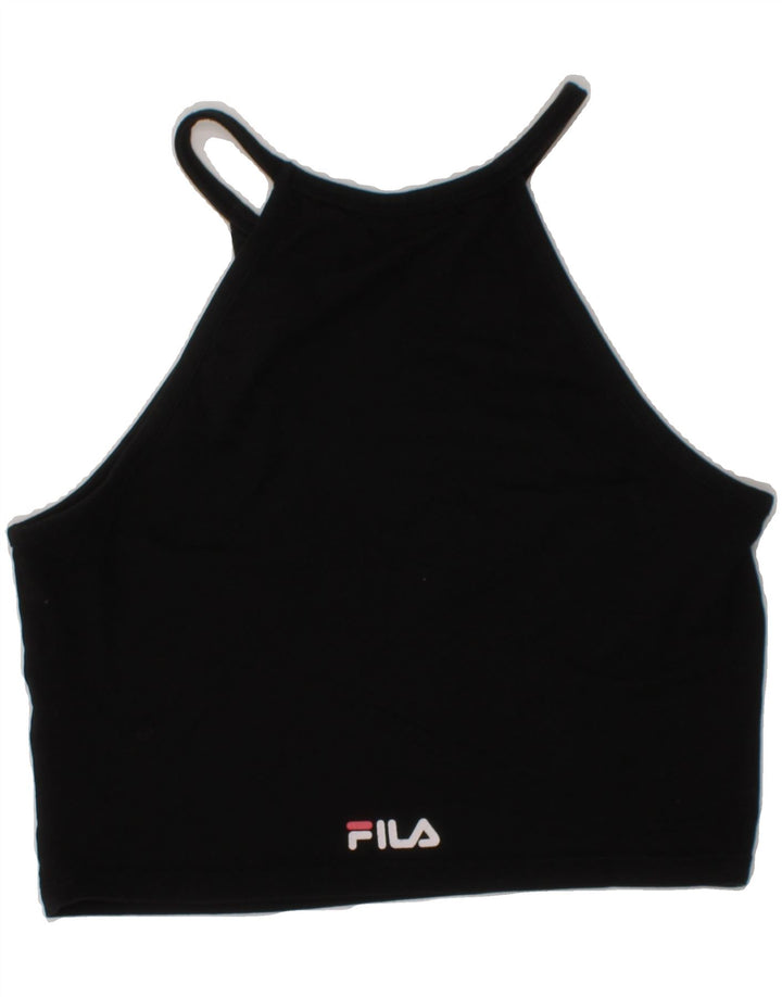 FILA Girls Graphic Vest Top 9-10 Years Black Vintage Fila and Second-Hand Fila from Messina Hembry 