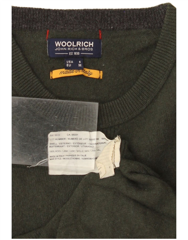 WOOLRICH Ženski džemper s okruglim izrezom UK 14 Vuna kaki boje srednje veličine