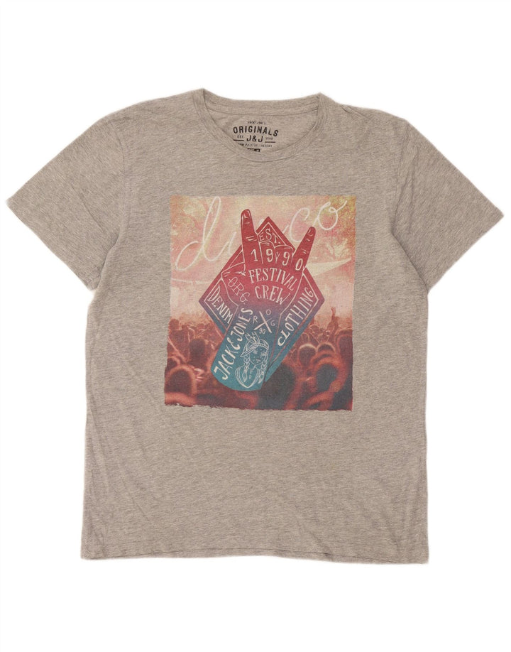 Jack & Jones muška majica s grafičkim motivima srednje siva
