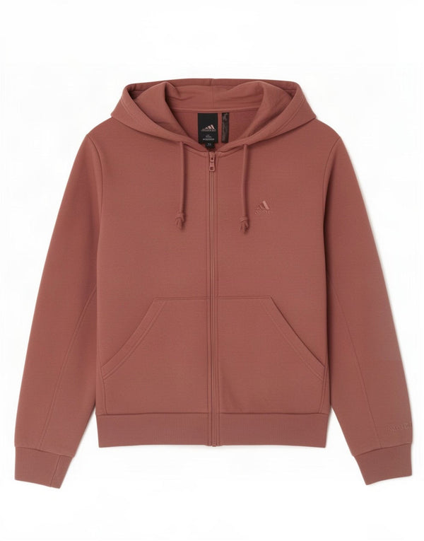 Adidas ženski pulover s kapuljačom na patentni zatvarač UK 16/18 veliki ružičasti pamuk