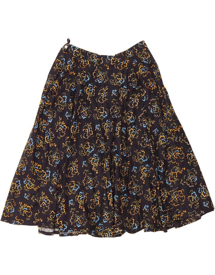 VINTAGE Womens A-Line Skirt W28 Medium  Navy Blue Floral Vintage Vintage and Second-Hand Vintage from Messina Hembry 
