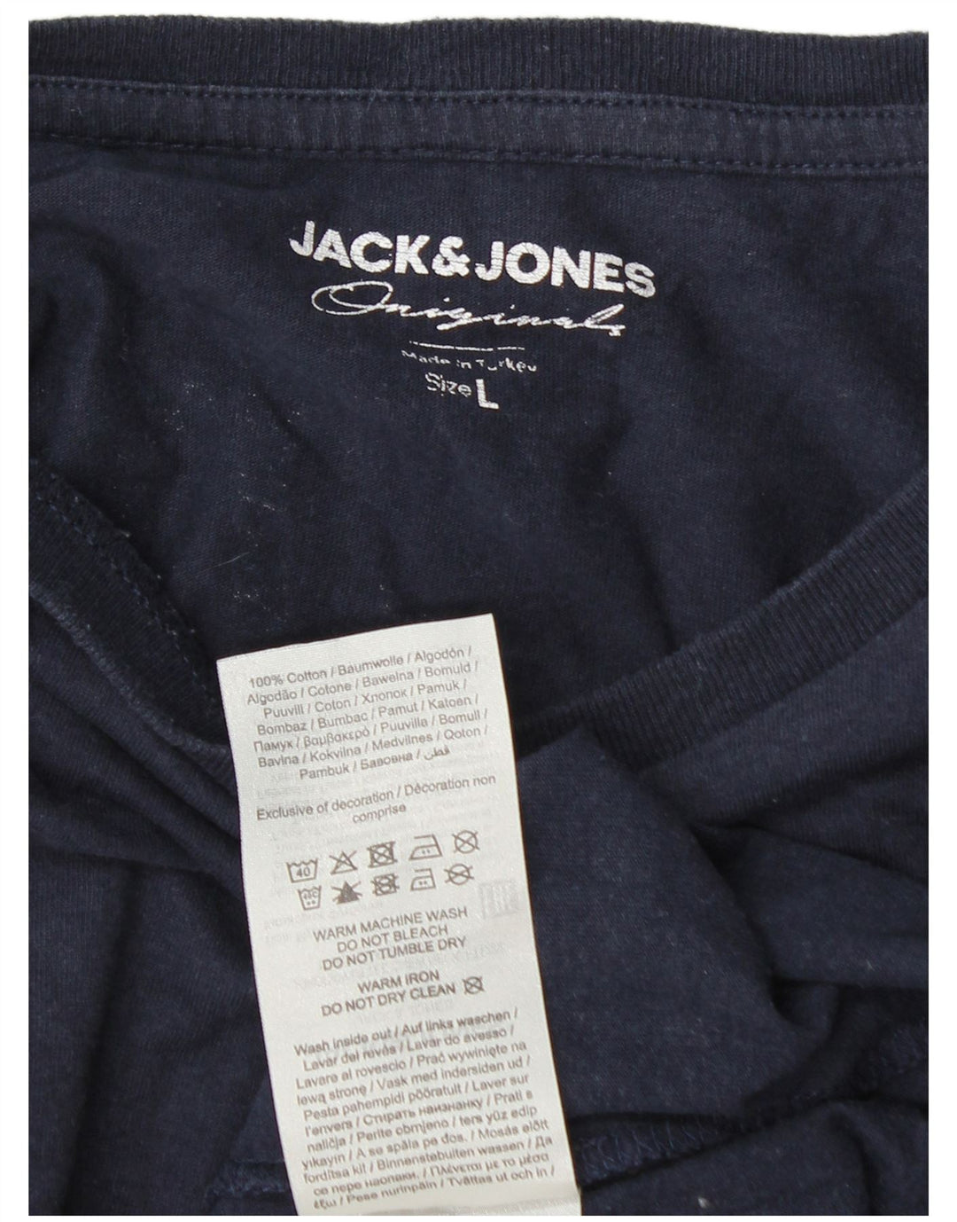 Jack & Jones muška majica dugih rukava s grafikama, veliki tamnoplavi pamuk