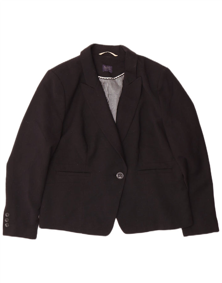 Marks & Spencer ženski sako sa 1 gumbom UK 20 2XL crni poliester