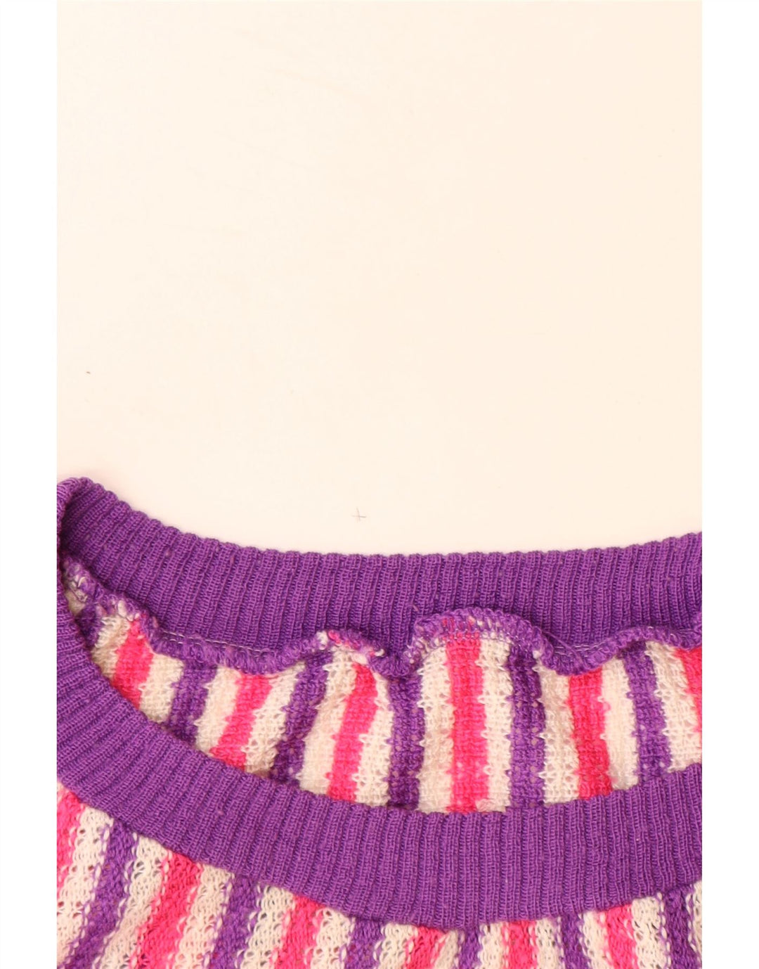 VINTAGE ženski džemper s veznim izrezom UK 14 Velike raznobojne pruge