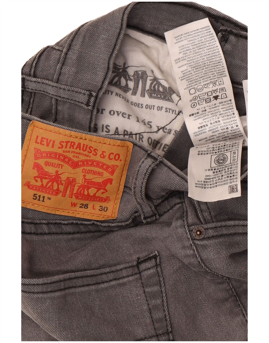 Levi's muške 511 uske traperice W28 L30 sivi pamuk