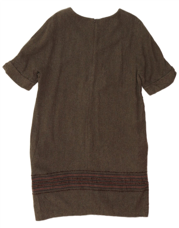 MASSIMO DUTTI Ženska shift haljina UK 14 Large kaki prugaste vune