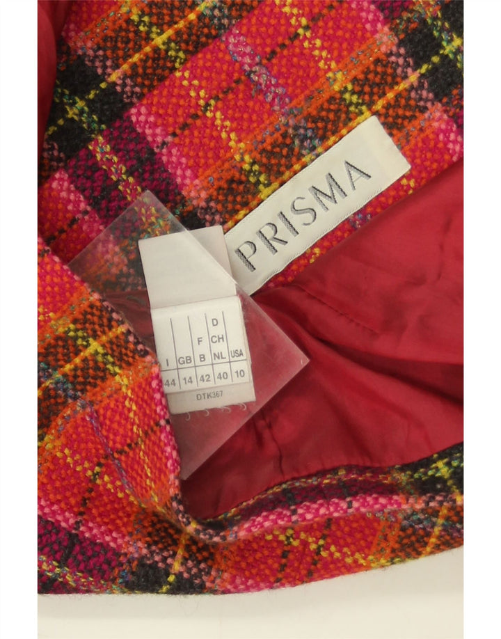 Prisma ženski sako sa 5 gumba UK 14 Veliki crveni karirani vuneni