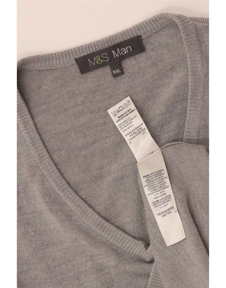 Marks & Spencer muški džemper s V-izrezom 2XL sivi akril