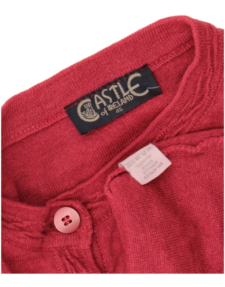 CASTLE OF IRELAND Ženski kardigan džemper UK 16 Veliki ružičasti vuneni