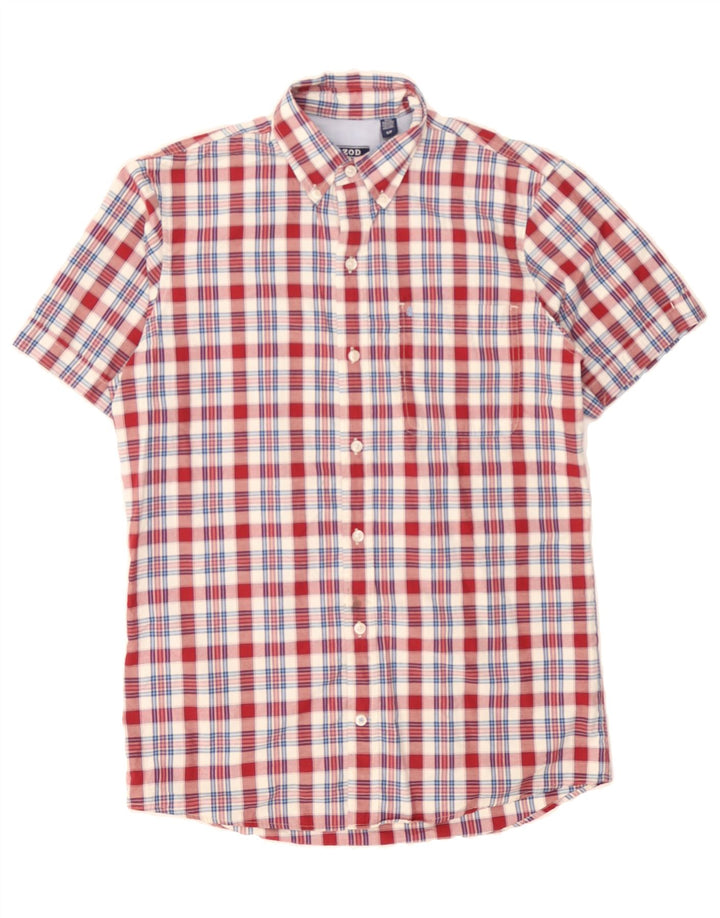 IZOD Mens Short Sleeve Shirt Small Red Check Cotton Vintage Izod and Second-Hand Izod from Messina Hembry 