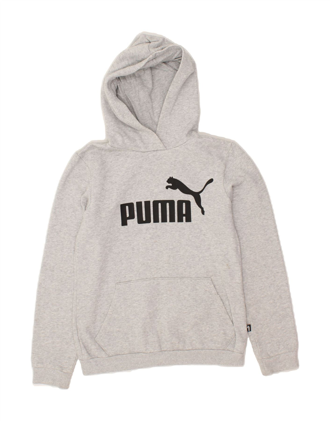 PUMA Boys Graphic Hoodie Jumper 13-14 Years Grey Vintage Puma and Second-Hand Puma from Messina Hembry 