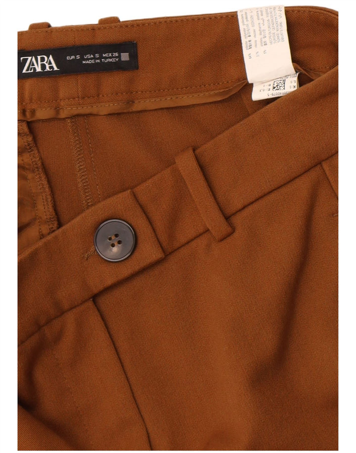 Zara ženske široke chino hlače male W26 L32 smeđi poliester
