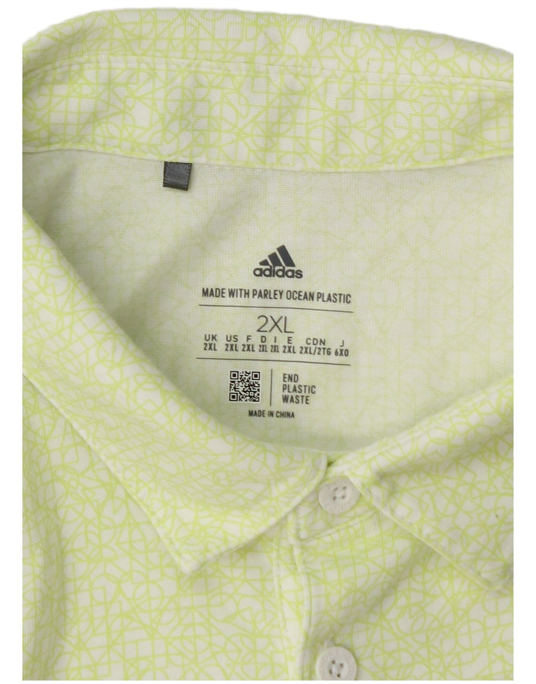 ADIDAS Mens Polo Shirt 2XL Green Geometric Polyester