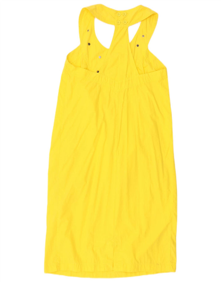 SUPERIOR Womens Halter Dress UK 12 Medium Yellow Cotton